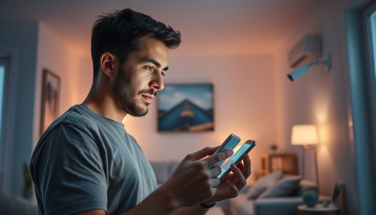    Сцена управления умным домом с помощью смартфона