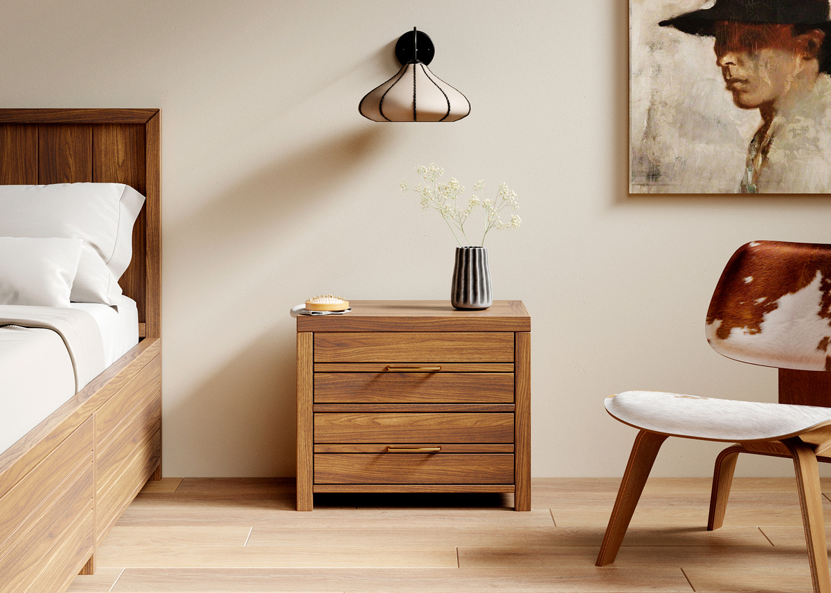 Прикроватная тумба Глазго из массива дуба с выдвижным ящиком ручной работы от Pecker.Moscow