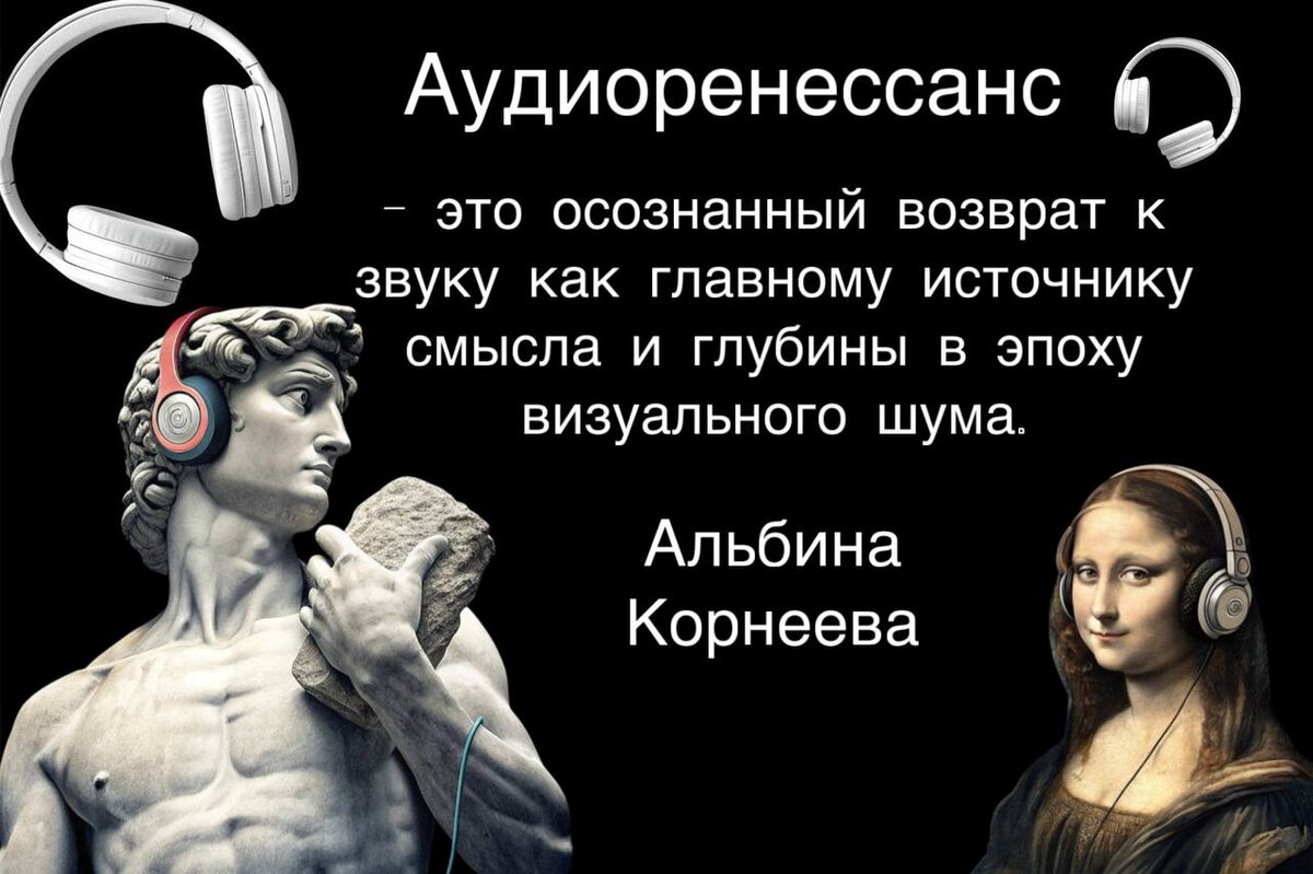 Аудиоренессанс - это осознанный возврат к звуку как главному источнику смысла и глубины в эпоху визуального шума.