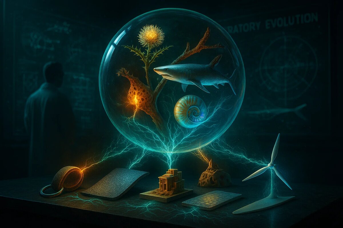 Секретный архив эволюции. В этой сфере — величайшие инженерные проекты всех времён, отточенные миллиона лет испытаний. Обычный репейник, кожа акулы, раковина моллюска и скромный термитник содержат ключи к технологиям, которые уже меняют наш мир. Природа не создаёт отходов — только гениальные и безотказные решения.