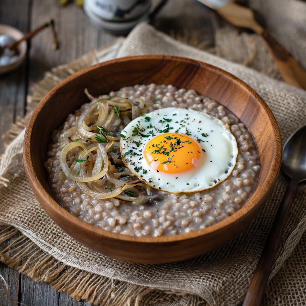 Гречка с луком и яйцом 