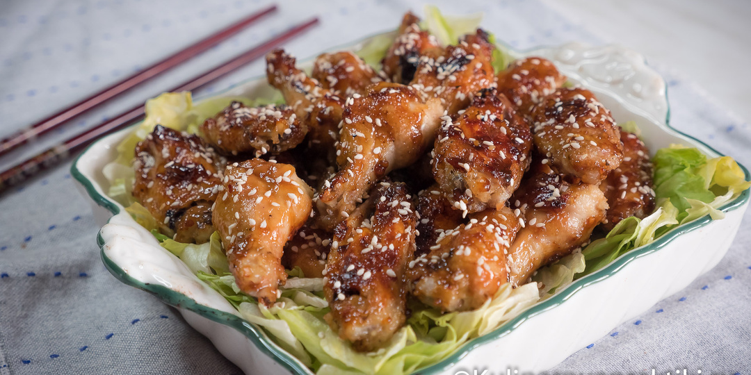 Куриные крылышки запеченные в духовке с медом и чесноком