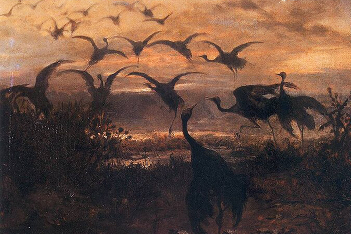 Public Domain / Wikimedia Commons📷Картина Юзефа Хелмоньского «Журавли» («Отлет журавлей»)