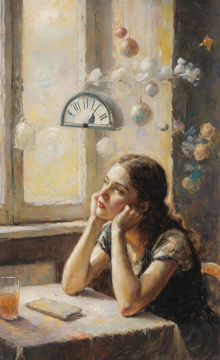 Мечтаю. Иллюстрация создана с помощью нейросетей Stable Diffusion и DreamAl и программы Photoshop.