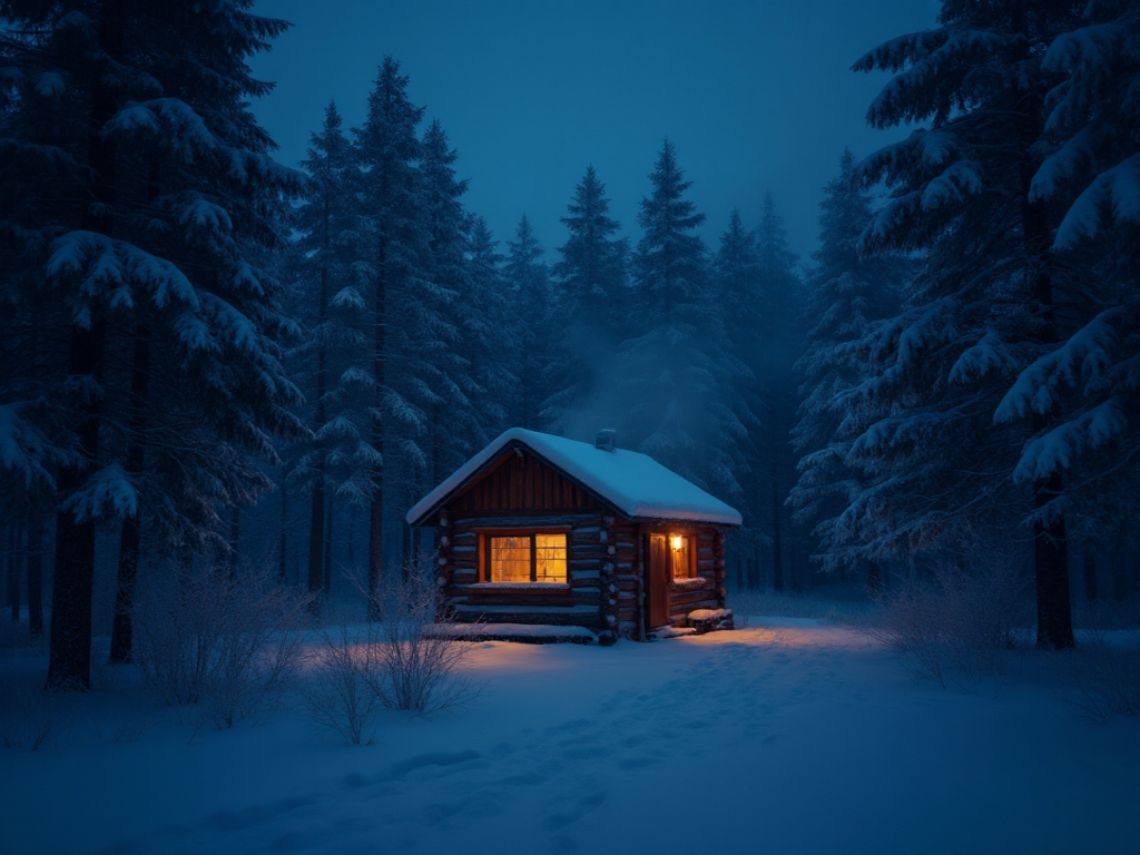 Домик в лесу. Картинка создана нейросетью.