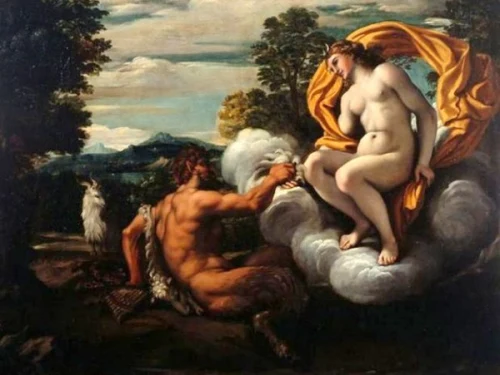 Пан протягивает Диане шерстяную ткань