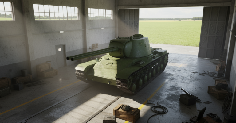 КВ-3-II в ангаре перед испытаниями