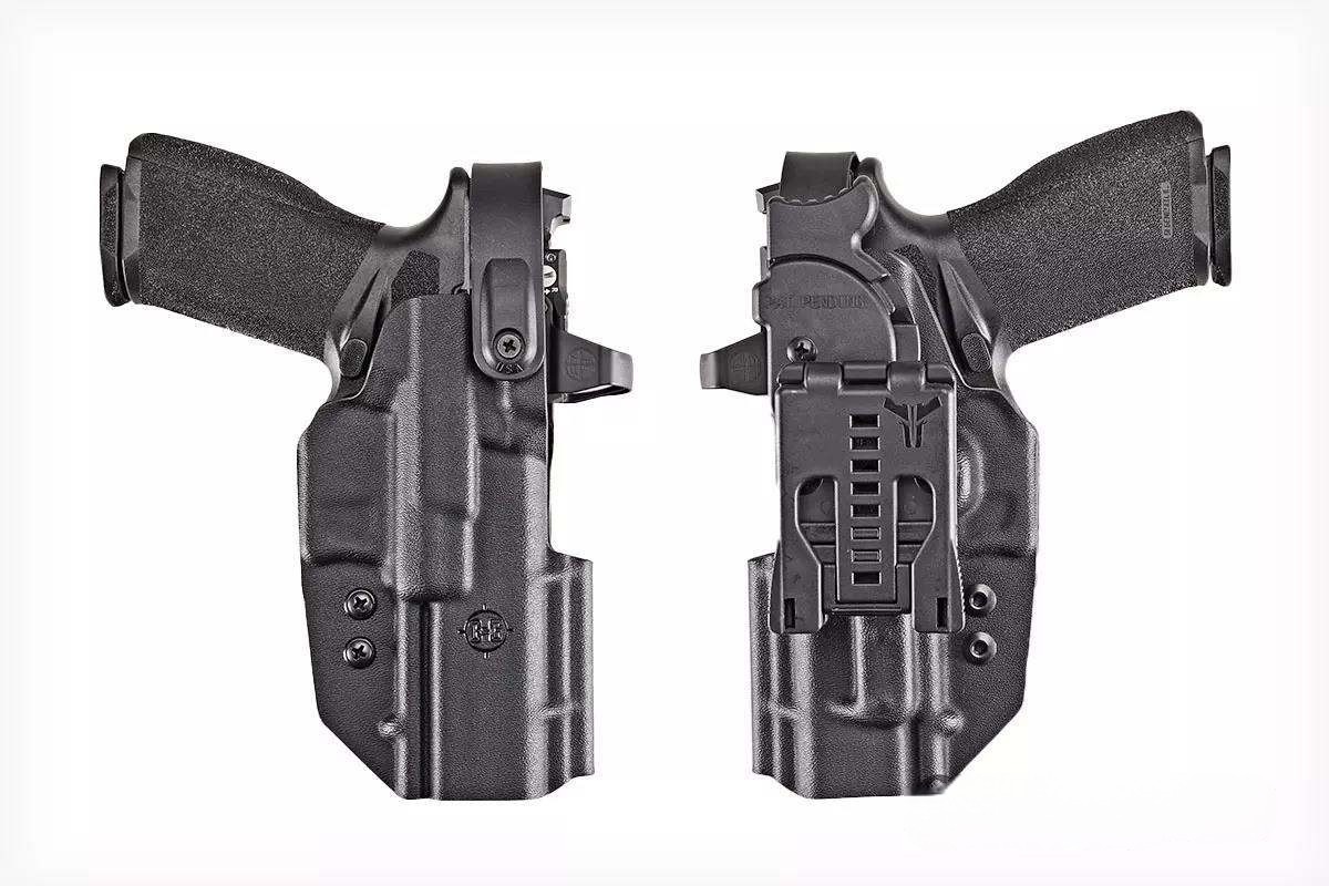 C&G Holsters Trinity Belt Mounted Kydex Holster — это серия кобур, которые выделяются своим разнообразием цветов и способов крепления. Для этой кобуры доступен вращающийся кожух, как показано на фотографиях, для надежной фиксации на уровне II.