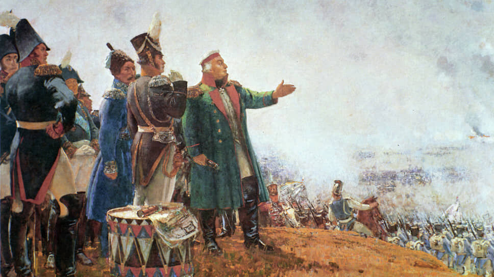 На картине Сергея Герасимова Кутузов командует войсками в ходе Бородинского сражения. Участники сражения утверждали, что в реальности Кутузов в тот день почти не отдавал распоряжений.📷Фото: РИА Новости