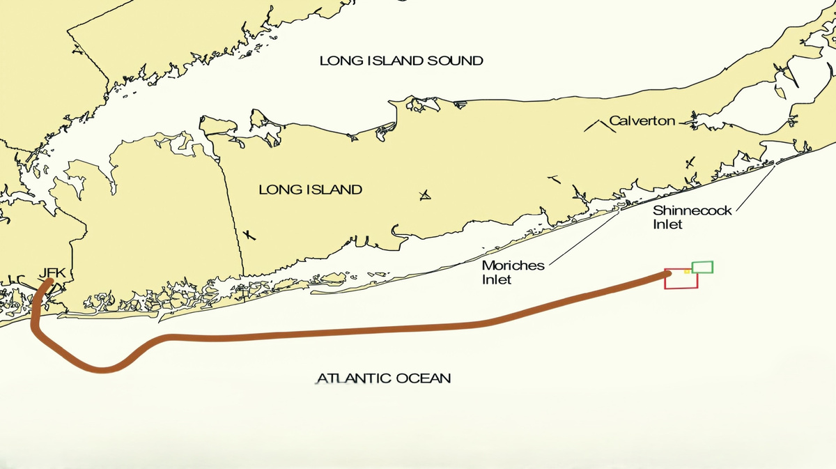 Маршрут движения Boeing 747 и места где были обнаружены обломки