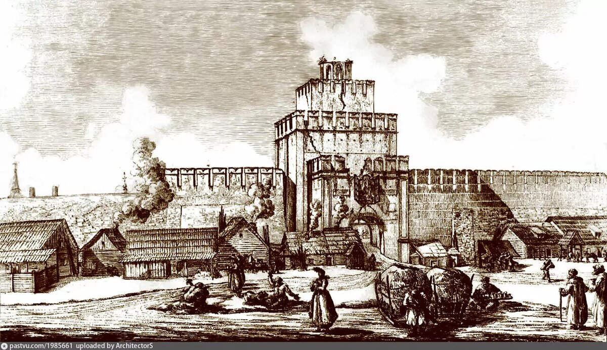 Ивановские ворота. Гравюра Казакова. 