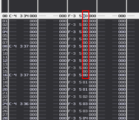 Область паттерна с нажатием и настройкой клавиш инструмента.