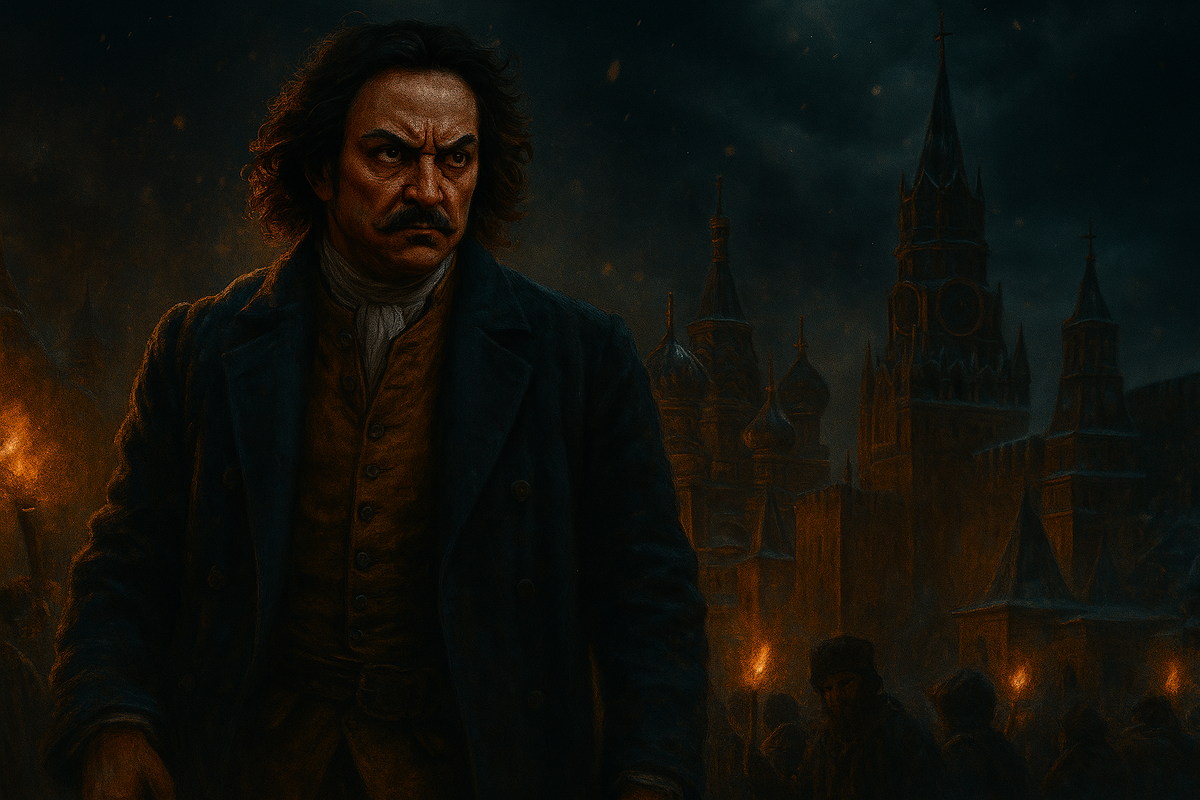 Петр I Великий возвращается из Великого посольства в Москву в 1698 году перед началом стрелецких казней