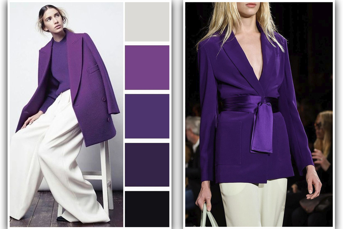 Сочетания с фиолетовым. Коллаж создан автором канала, на основе фотографий с сайта Pinterest