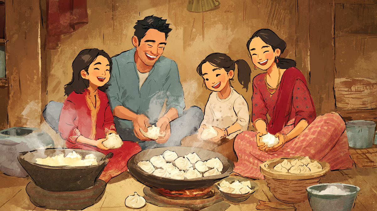 Момо — семейное общение в Непале