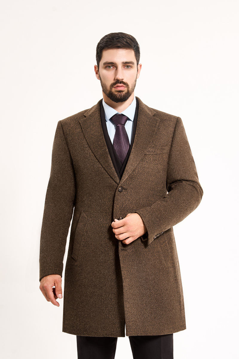 Мужское пальто коричневое прямое Mazaltovman