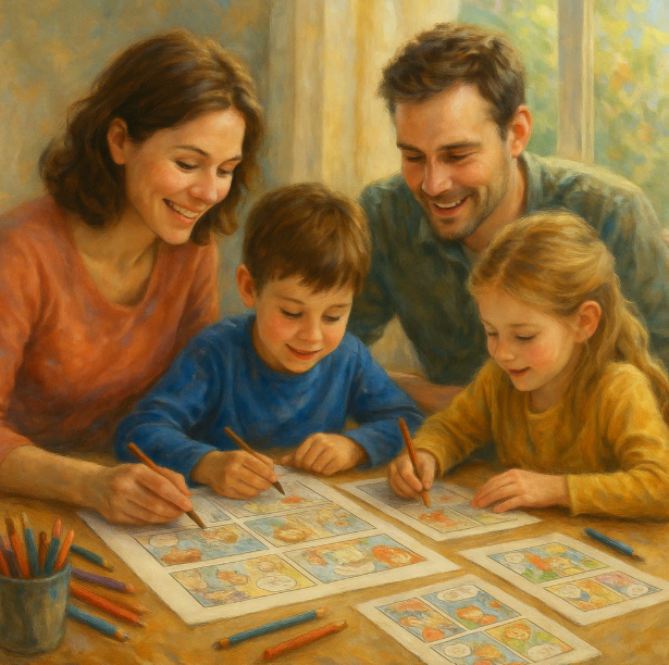 Совместное изготовление комиксов: развивающие игры и занятия