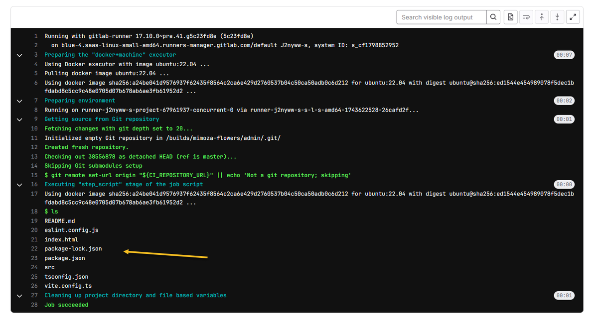 Файлы из ветки, автоматически копируются в runner
