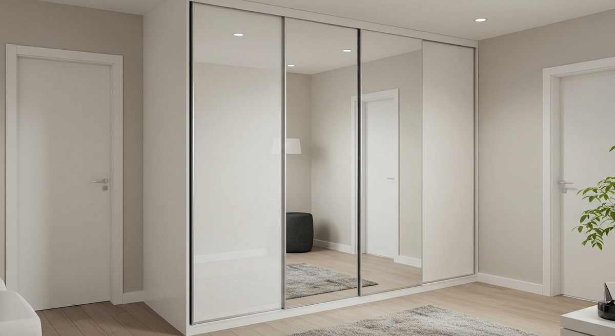 Современный встроенный шкаф-купе в прихожую