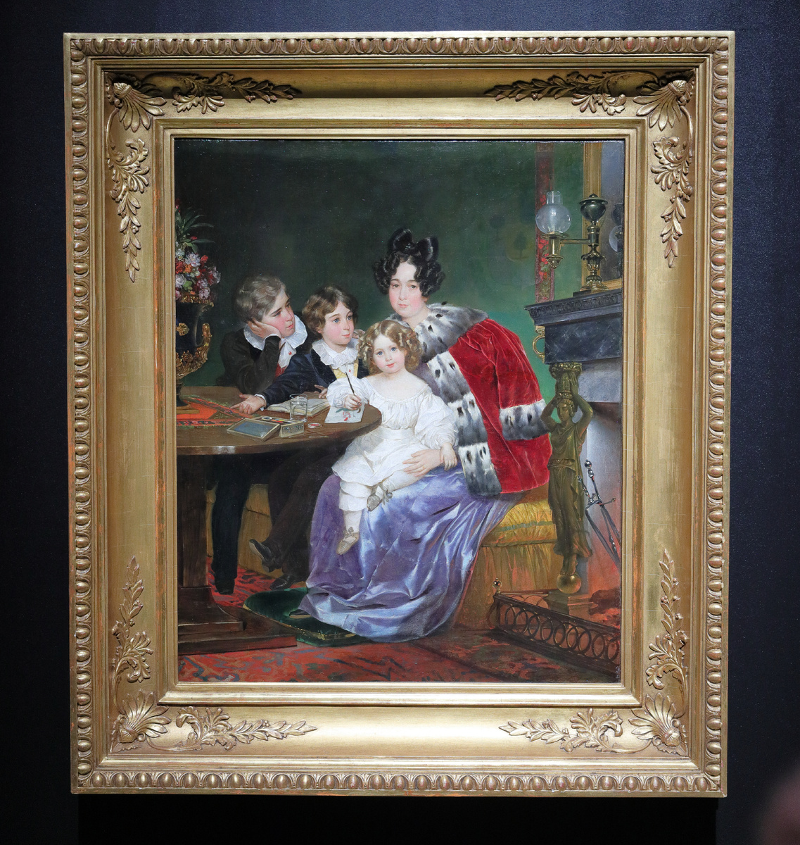 Портрет Е.П. Гагариной с сыновьями Евгением, Львом и Феофилом. Частная коллекция, Петербург