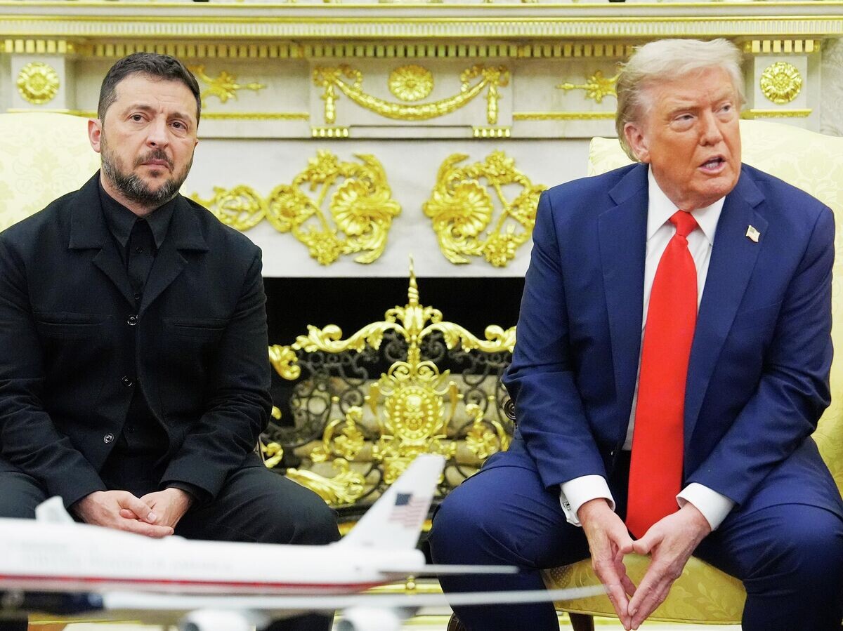    Дональд Трамп и Владимир Зеленский во время встречи© AP Photo / Julia Demaree Nikhinson