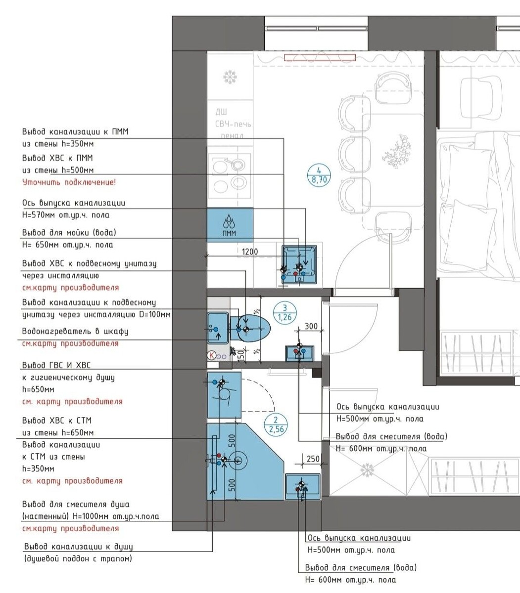 План расстановки сантехнического оборудования