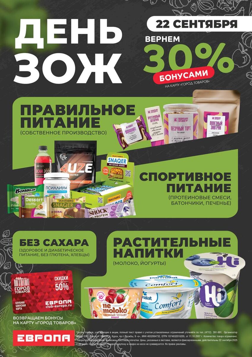 Бонусы на карту за продукты правильного питания в Европе 