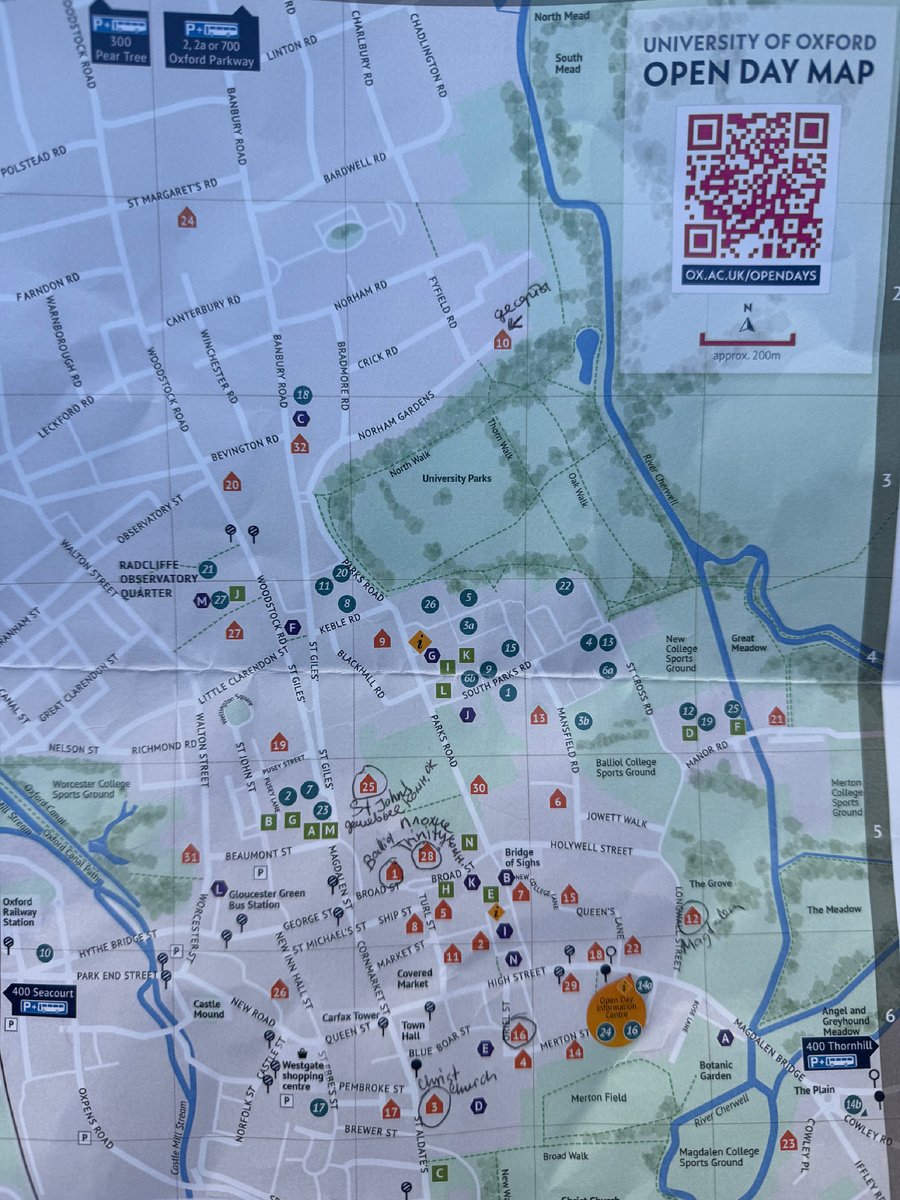 Карта дня открытых дверей университета Оксфорда. Фотография из личного архива. 