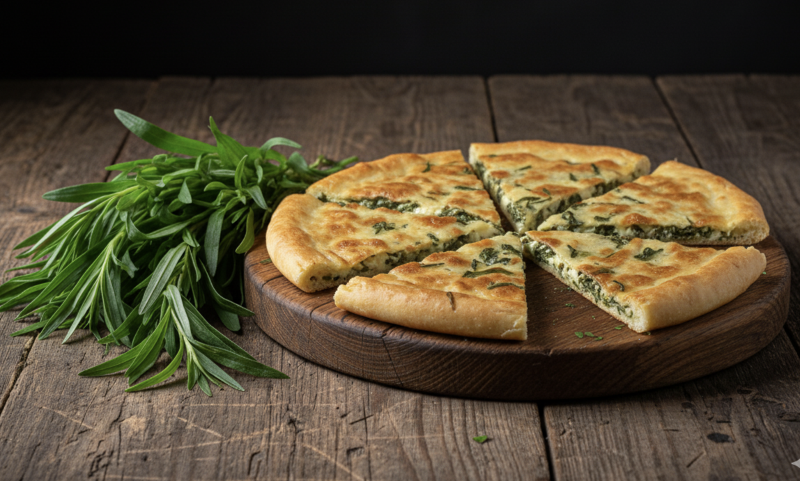 Грузинский пирог с тархуном, который некоторые называют хачапури с тархуном.