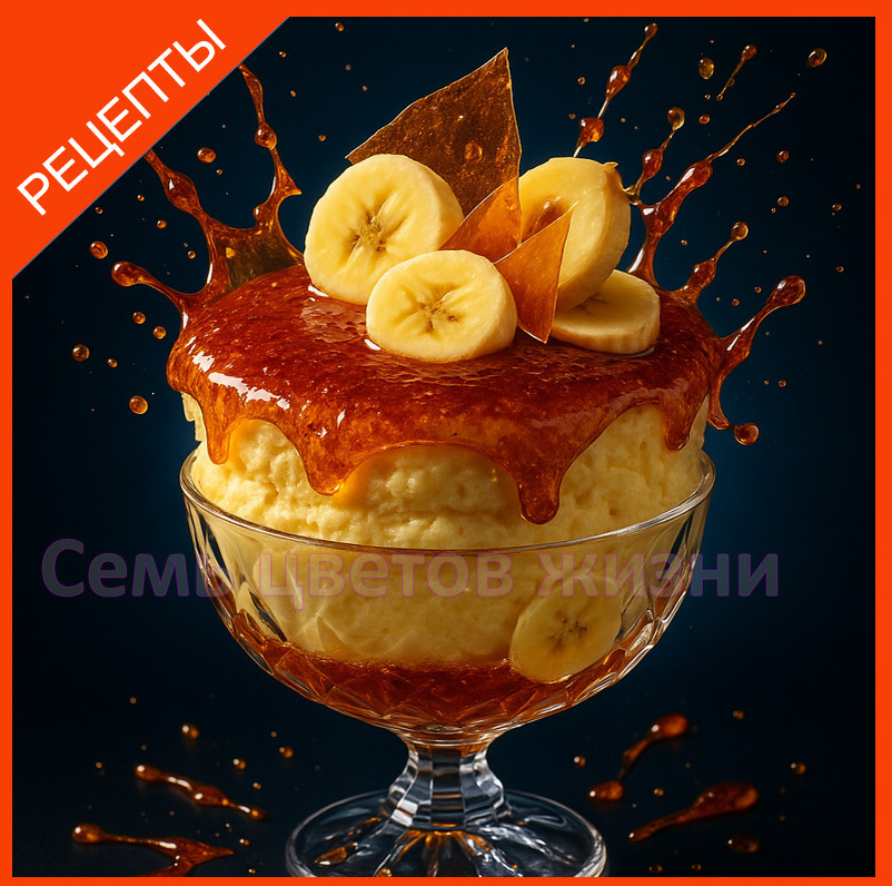 Банановое суфле  в карамели. Вариант праздничной подачи блюда