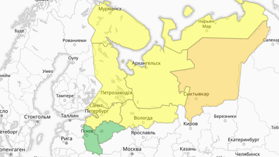   Карта погодной опасности 21 сентября. Автор фото: Гидрометцентр РФ.
