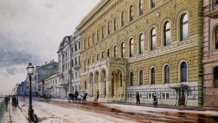 Владимирский дворец в работе Альберта Николаевича Бенуа, 1881 год.