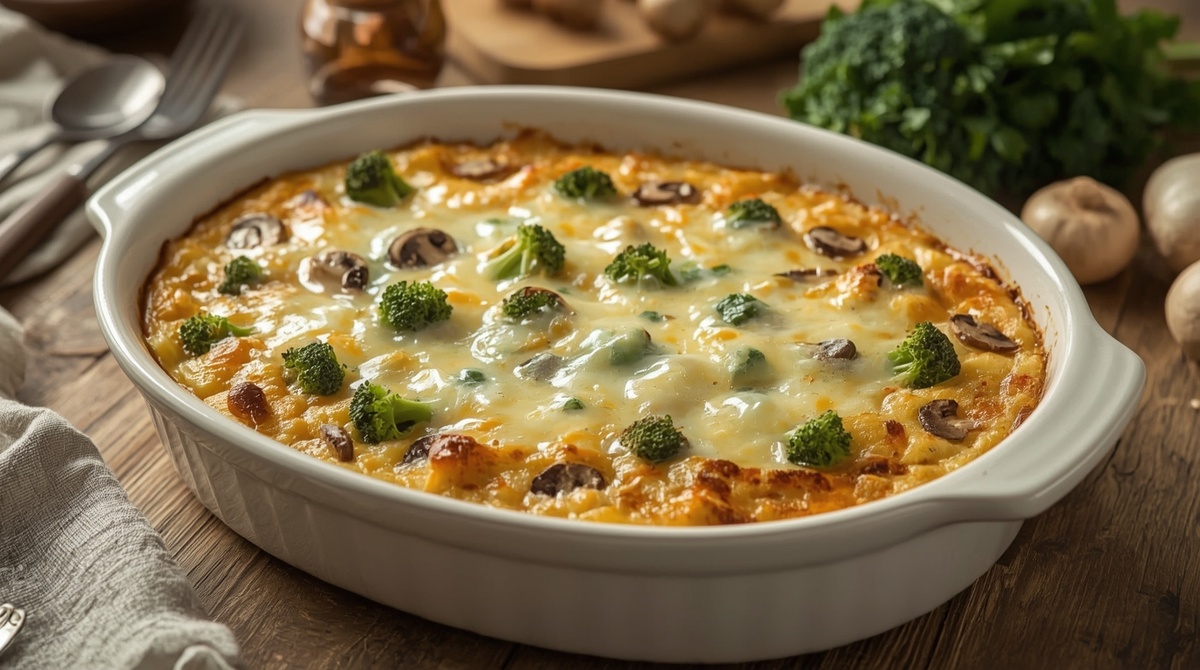 Запеканка с брокколи и гриами