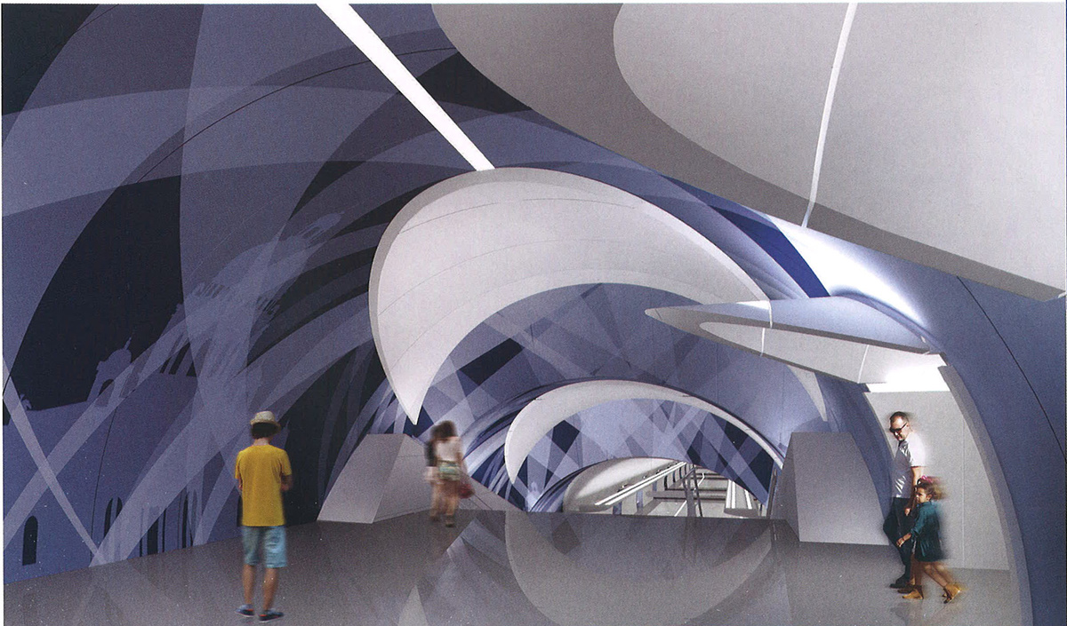 Визуализация станции "Улица Доблести". АО "Метрогипротранс"