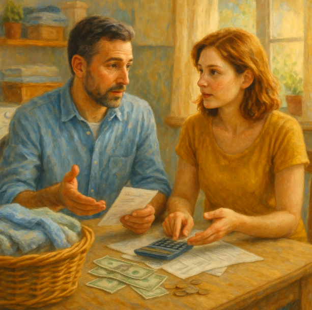 Обсуждение стоимости услуг (прачечная, ремонт) на примере семьи 