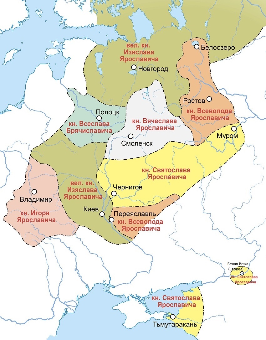 Распределение владений князей после смерти Ярослава Мудрого