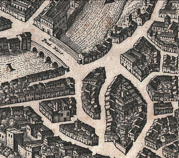 Карта Рима, 1652 год (фрагмент).