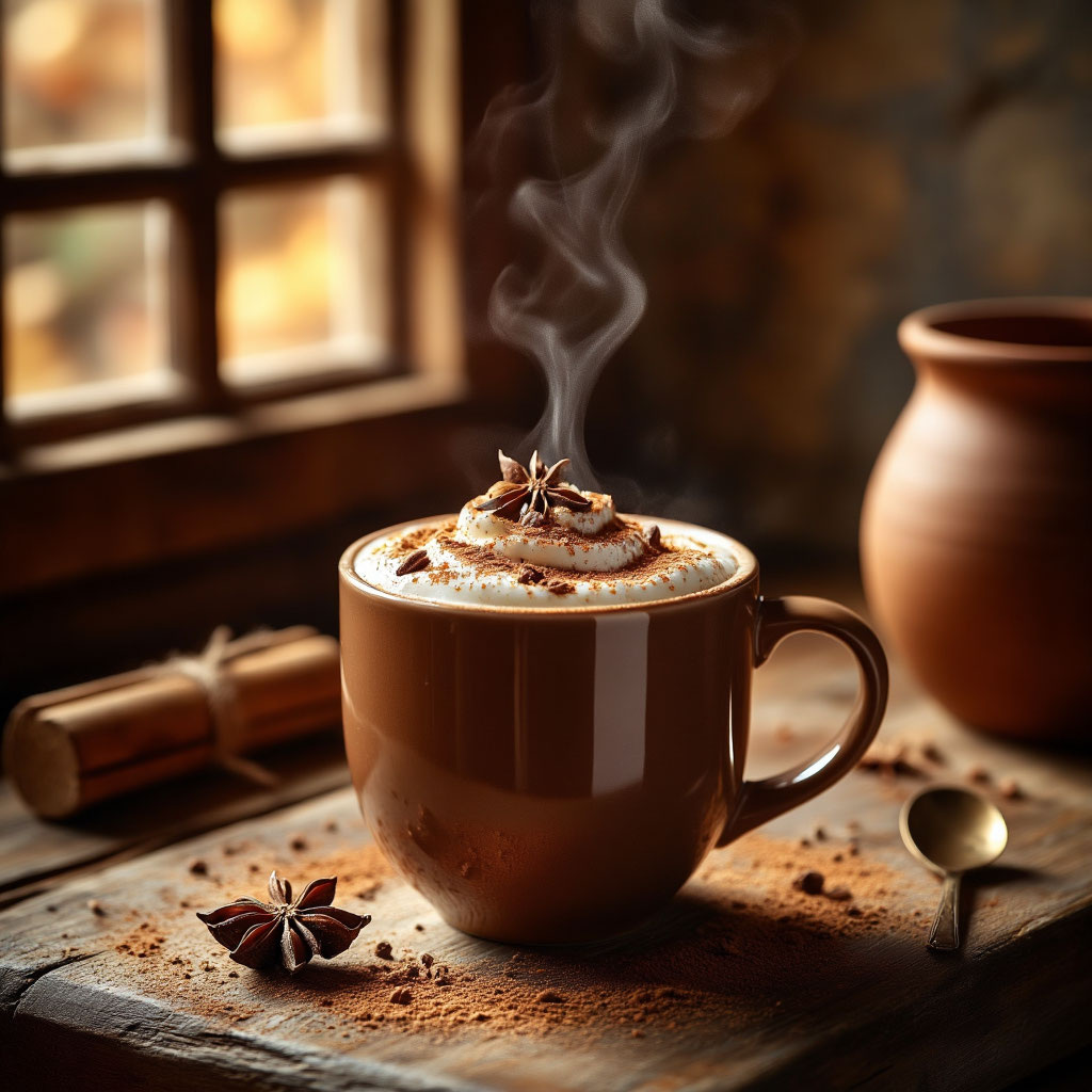 Пряный горячий шоколад с ромом