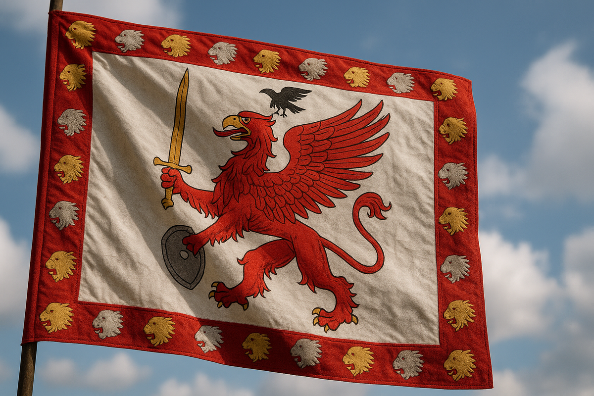 Знамя ливонцев, которое добыл в бою Никита Романов. Современная реконструкция (знамя было утрачено в XIX веке)