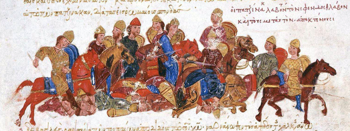 «Печенези внезаяпу устремишися к граду тому». А на миниатюре Мадридской рукописи хроники Иоанна Скилицы (XII век) от рук печенегов гибнет князь Святослав Игоревич. На князя была устроена засада, то есть напали печенеги «внезаяпу»