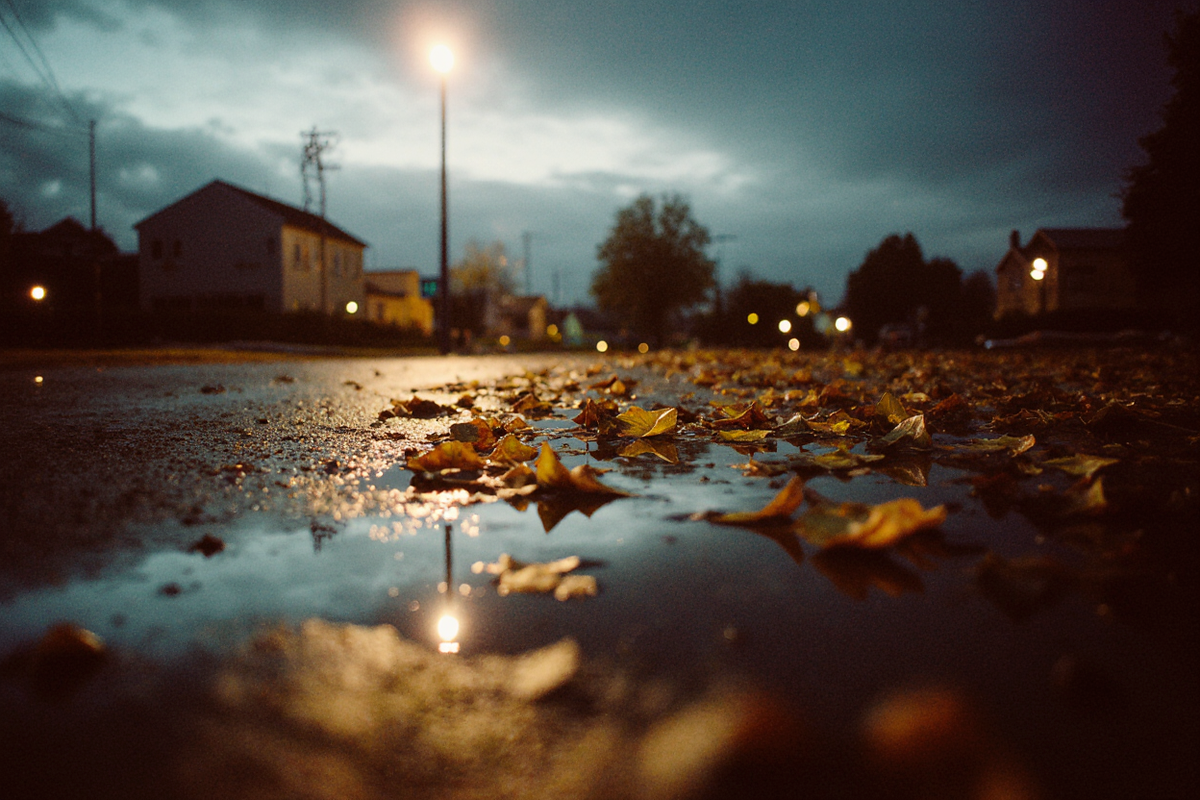 осенняя листва в сумерках