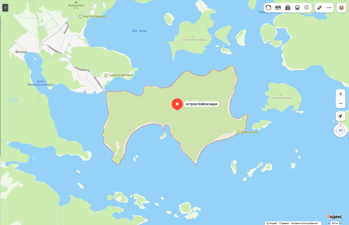 Остров Койонсаари на карте.