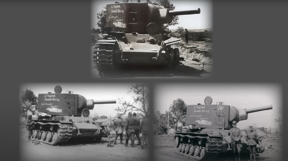 КВ 2, видно, что у танка сорвана гусеница