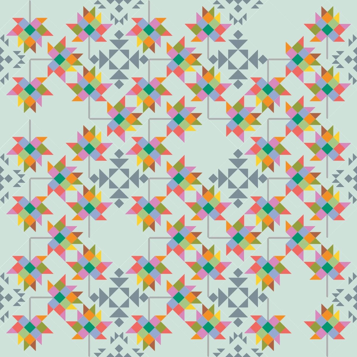 «Под клёном» используются обрезки по 5 см и 6,5 см для блоков кленовых листьев. 