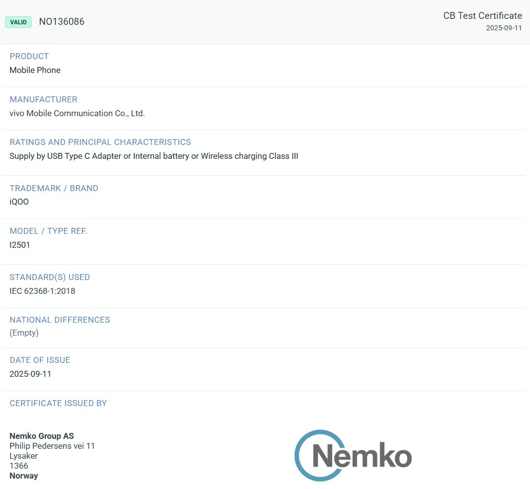 Информация о сертификации на официальном сайте Nemko 