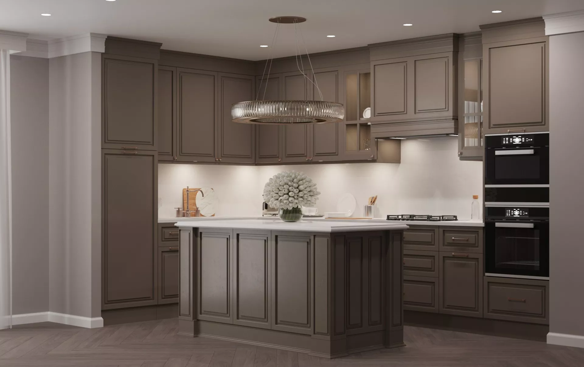 Кухня из МДФ с островом «Порто» от фабрики Мебиус.