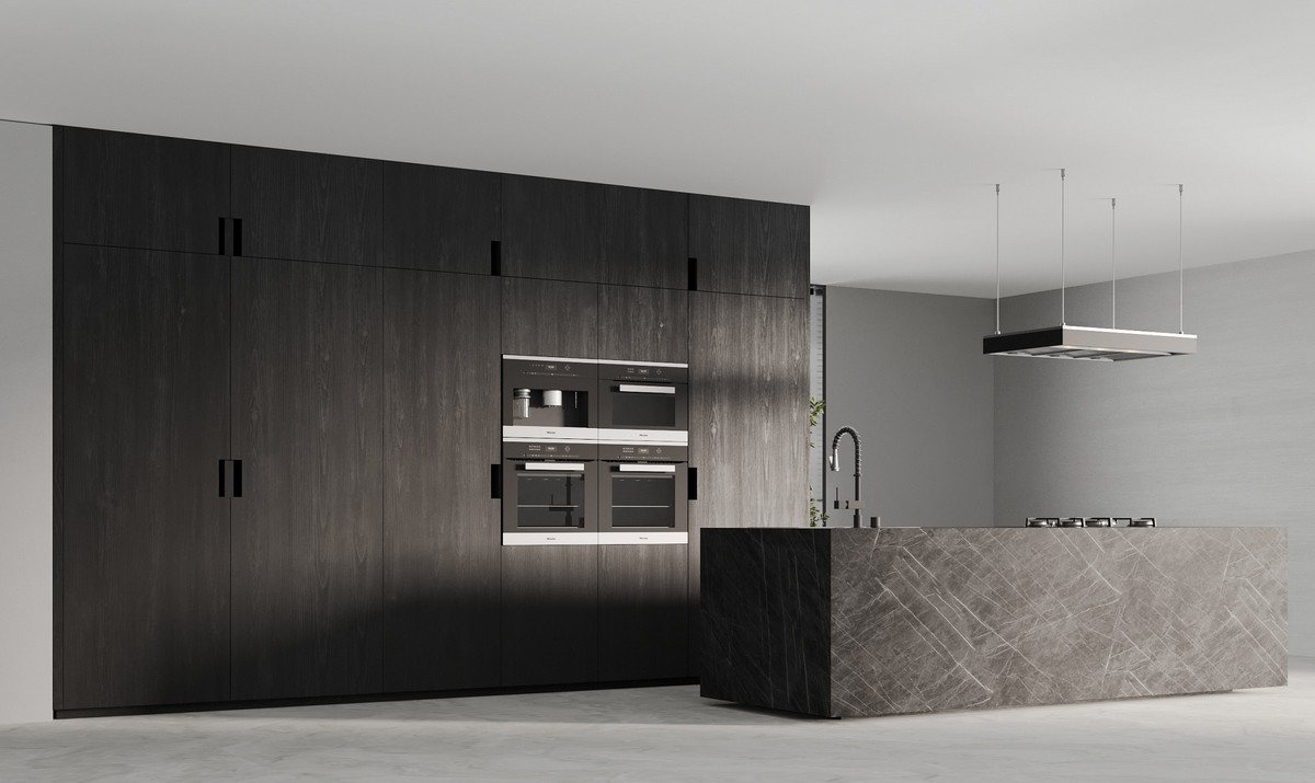 Кухня «Цюрих» - дикий камень и фасады из массива от фабрики Мебиус.