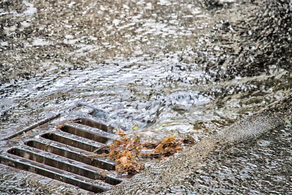 Точечная ливневка у дорожки 