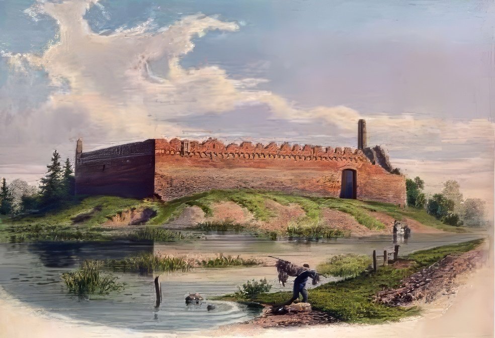 Василий Грязнов. Лидский замок ХIV века. Акварель. 1860-1870 гг.