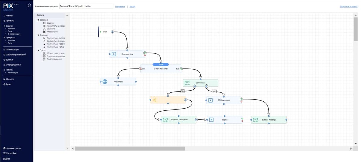 Интерфейс PIX RPA